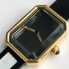 U1 Top AAA Classic Designer Watch Premiere Series Stylish women black gold small sugar cube equipped Sapphire quartz movement Ultra Thin velvet texture rubber strap