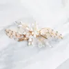 Hair Clips Woman Clip Golden Floral Hairpin Fashion Alloy Crystal Headpiece Bridal Side Pin Beauty Wedding Accessories Jewelry