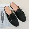 Sapatos casuais masculinos verão respirável sola macia conforto deslizamento em metade chinelos ao ar livre couro genuíno costura artesanal tamanho de condução 38-47