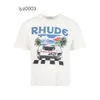 24SS Nytt Rhude Luxury Brand Rhude Shirt Men T Shirts Designer Men Shirt Men Print Street Cotton Fashion Youth Mens T Shirts SJMS