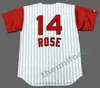 Mäns 1960-1995 Cincinnati Johnny Bench Joe Morgan Barry Larkin Pete Rose Eric Davis Throwback Baseball Jersey S-5XL