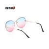 Solglasögon Kenbo Luxury Round Gradient Women Metal Curved Spark Dekoration Eyewear Rimless Fashion Sun Glasses Ladies UV400