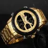 Naviforce Gold Mens Titta på rostfritt stål Militär armbandsur Digital sportklockor Male Waterproof Quartz Alarm Clock