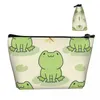 Sacs à cosmétiques motif grenouille mignonne trapézoïdale, sac de rangement Portable pour maquillage quotidien, étui pour voyage, bijoux de toilette