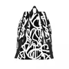 Sac à dos Graffiti noir et blanc pour femmes, sacs à dos durables en Polyester Kawaii, sacs de lycée, sac à dos de voyage de styliste