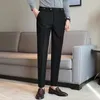 Men's Suits High Quality Business Suit Pants For Men Solid Color Casual Office Social Trousers Comfort Slim Wedding Party Formal 2024