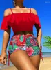 Mulheres de banho de duas peças biquíni 2024 maiô feminino cintura alta push up biquini vintage maiô beachwear feminino conjunto biquinis