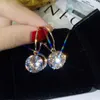 Pendientes colgantes S925 aguja brillante cristal grande de gama alta mujeres 2024 fiesta de boda para como regalos