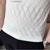 Mens T Shirts 2023 Mens Stripe Shirt Stretch Slim Fit Lapel Short Sleeve Knit T-shirt Summer Casual Fashion Business Social Tees S-3XL