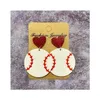 Dangle Chandelier Sporty Design Glitter Studs Softball Baseball Football Soccer Acrylic Earrings For Women Gift Jewelry Wholesale D Otjbt