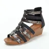 Kleid Schuhe Sandalen Sommer Weibliche Reißverschluss Mischfarben Plattform Keile 5 cm Ferse Römischen Fisch Mund Keil Damen Schuhe