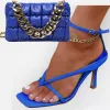 Sandals Hot Sale 2023 Fashion Gold Chain Placs and Pumps Lit Women Handbags Ladies Lustgebag Women Women High Cheels ومجموعة محفظة