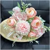 Dekoracyjne kwiaty wieńce Dekoracja imprezy Symisowana festiwal róży dostarcza 10 kolorów vintage jedwabny mały wystrój domu dostawa g OTEK7