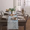 Toalha de mesa azul cinza mármore linho corredores férias fazenda decoração moderna cozinha jantar retângulo corredor festa de casamento