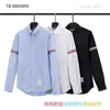 Mens Hoodies Sweatshirts TB Browin New TB Shirt Oxford Spinning Shirt Double Sleeve Ribbon Shirt Casual Long Sleeve Shirt