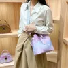 Hinkväska designer het försäljning gradient färg väska kvinnor mode tryckt en axel handväska stor kapacitet vattenstämpel