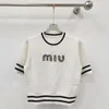 Women's Knits & Tees designer brand 24 Miao Family Spring/summer New Round Neck Knitted Short Sleeve Three Dimensional Letter Handmade Nailed Diamond Top LJ42