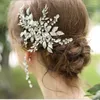 Haarspangen, rhodiniert, Brautschmuck, Clip für Damen, Haarspange, Blattkristall, Hochzeitsaccessoires, Schmuck