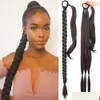 Ponytails Long Straight Braided Ponytail Wrap Around Hair Extensions Diy 85Cm Natural Black Blonde Braid Synthetic Hairpieces For Wome Ottea