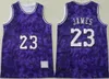 Rétro Basketball LeBron James Vintage Jersey 23 Man Team Jaune Noir Blanc Violet Beige Retour Tout Cousu Pour Les Fans De Sport Chemise Respirante De Bonne Qualité