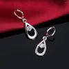 Dangle Earrings 925 Silver Earring Water Drop Round Clear CZ For Women Fashion Jewerly