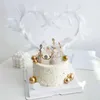 Fournitures de fête 1 pièce, décoration de gâteau d'anniversaire, carte à plumes, garniture LED en forme de cœur pour mariage, accessoires de vacances DIY