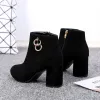 Stövlar Kvinnors fotledskor Hälta korta skor för kvinna Suede Footwear Black Pointed Toe Booties mycket höga klackar med gratis frakt Y2K