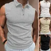 Herren Tank Tops Revers Knöpfe Ausschnitt Ärmellos Männer Tasche Slim Fit Feuchtigkeitstransport Dünn Sommer Einfarbig Bodybuilding Weste Sportbekleidung