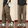 Pantalons pour hommes Hommes Cargo Taille élastique Vintage Lâche Multi Poches Sangle Décor Sports Quotidiens Streetwear Hip Hop Pantalons longs