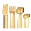 Conjuntos de louça 4 talheres conjunto ouro aço inoxidável 16 peça colher garfo faca talheres sierware para entrega em casa jardim cozinha otadg