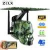 Caméras de chasse Caméra à cellule solaire de camouflage 4G 4MP haute définition extérieure grand angle 4X zoom numérique étanche caméra de faune chasse Wifi CCTV Q240321