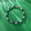 Charm Bracelets S925 silver inlaid jadeite 6 * 8 jadeite chalk daily classic womens clothing style Q240321