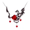 Chains Women Fashion Gothic Heart-shaped Zircon Dragon Pendant Necklace Creative Metal Party Jewelry Accessories For