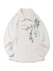 Chemises décontractées pour hommes vent chinois bambou broderie chemise à manches longues printemps Hanfu plaque bouton Tangzhuang haut vêtements