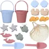 Sand Play Water Fun Silicone Beach Toys Set Kids Travel Friendly Beach Silicone Bucket Shovel Sand Molds Beach Bag Silicone Sand Toys For Toddlers 240321