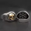 Vintage Gothic Skull 14K White Gold Ring Mens Fashion Punk Motorcycle Rock Trend Party Jewelry Accessory