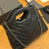 Two Size Vintage 31 Bag Women Designer Shopping Bags Classic Tote Hollow Handle Quilted Leather 23/39cm Gold Hardware Chain Patchwork Design Cross Makeup Purse