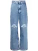 Jeans kvinnors designer byxa ben öppen gaffel tät capris denim byxor tillsätt fleece förtjockas varm bantning jean byxor lösa kvinnor kläder broderi tryckning