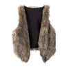 Women's Vests Lightweight Vest Stylish Faux Leather Fur For Women V Neck Outerwear With Fluffy Open Stitch Design Fall Winter Short