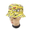 Berets Summer Foldable Bucket Hat For Children Cotton Animal Stars Print Outdoor Sunscreen Hunting Cap Fisherman Hats Kids Accessories