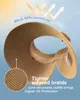 Women's sun hat wide-brimmed straw hat rolled up ponytail summer beach hat UV UPF foldable collapsible travel