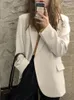 Damenanzüge Insozkdg Blazer Frauen Solide Einfache Outwear Büro Dame Formale Stilvolle Einknopf-Design Kleidung Weibliche Herbst Basic