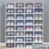 Aufbewahrungsboxen Bins Klare Falte Kunststoff Schuhe Fall Verdickte Transparente Box Tür Home Closet Organizer Regal Stapel 231114 Drop Deli Dhtbz