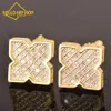 Ciao hip-hop 9MM forma di fiore orecchino con perno Iced Out Cubic Zirconia uomo donna vite posteriore orecchino gioielli Hip Hop miglior regalo