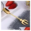 Arts And Crafts Flatware Fruit Fork Stainless Steel Dessert Spoon 7 Colors Ice Cream Spoons Coffee Mti Function Kitchen Accessories Dho7N