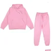 Gym Kleidung Hoodies Anzug Winter Frühling Feste Beiläufige Trainingsanzug Frauen Fleece 2 Stück Set Sport Sweatshirts Plover Jogginghose Drop Del otap3