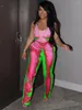 Damen Zweiteilige Hose WUHE 3D-Körper bedruckt Sexy Set Tank Weste und Anzug Mode 2024 Active Street 2 Outfit Trainingsanzug