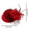 Berets fascinator chapéus para mulheres pillbox boné com flor pena malha véu e clipe de cabelo cocktail chá festa headwear dropship