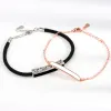 Pulsera De Pareja Original Dedicada, Un Par De Hombres Y Mujeres Pulsera De Pareja Tejida Con Pegamento Blanco Y Negro