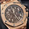 Наручные часы AP Celebrity Royal Oak Offshore Series Мужские часы Диаметр 42 мм Прецизионная сталь Розовое золото 18 карат Мужские роскошные часы для отдыха 26470OR.OO.A099CR01